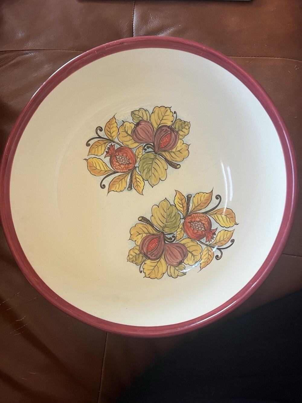 Sur La Table Figs Fruit Print 13” Serving Bowl 5” Tall Red White